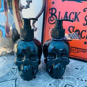 Set of two Skull scented hand soap bottles